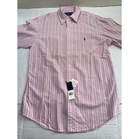 Polo Ralph Lauren Long Sleeve Custom Fit Button-Down Pink Striped Shirt NWT M - Picture 9 of 12